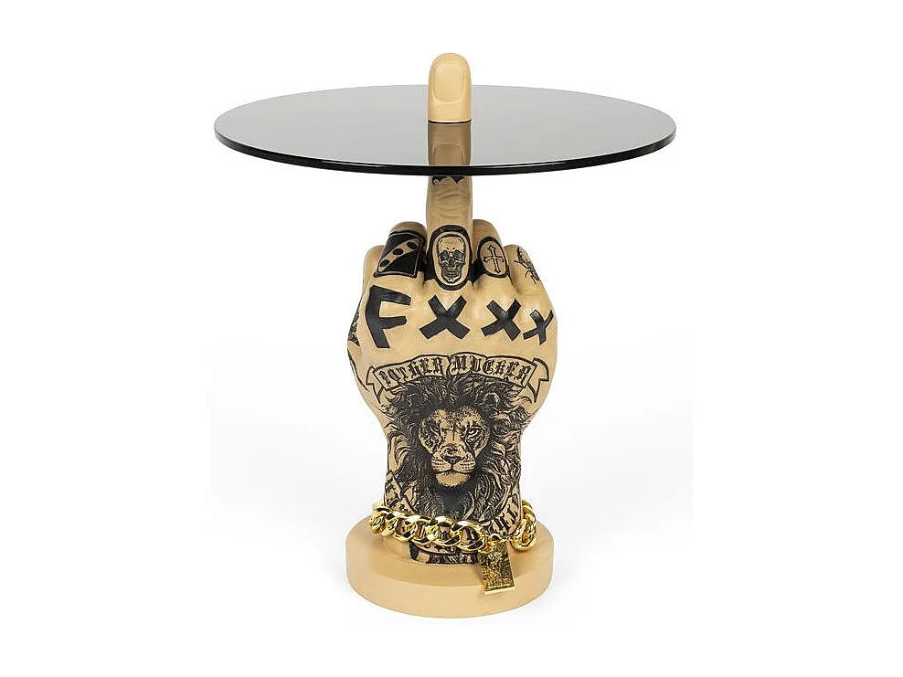 Bout de canapé design plateau verre fumé noir – SPHINX