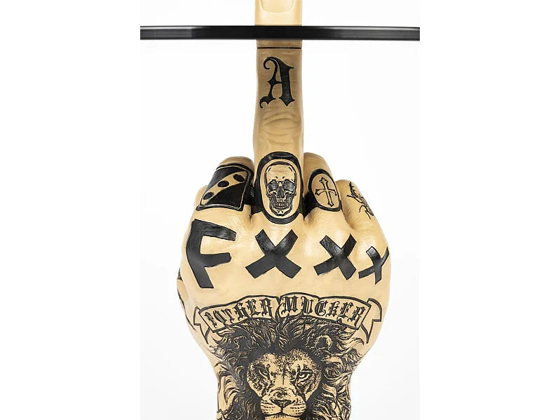 Bout de canapé design plateau verre fumé noir – SPHINX