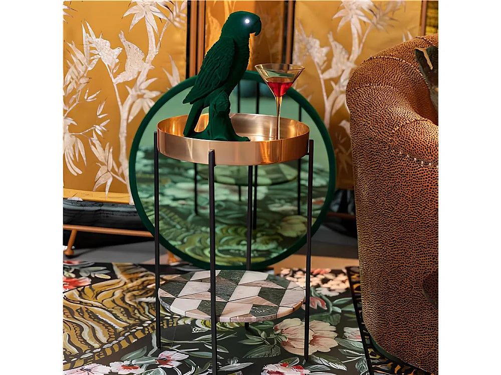 Bout de canapé design marbre et cuivre – LUMIO