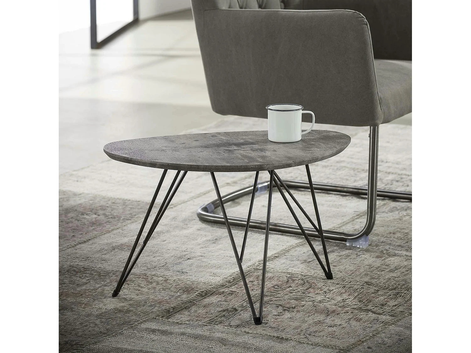 Bout de canapé rectangulaire effet béton gris – BRUTO