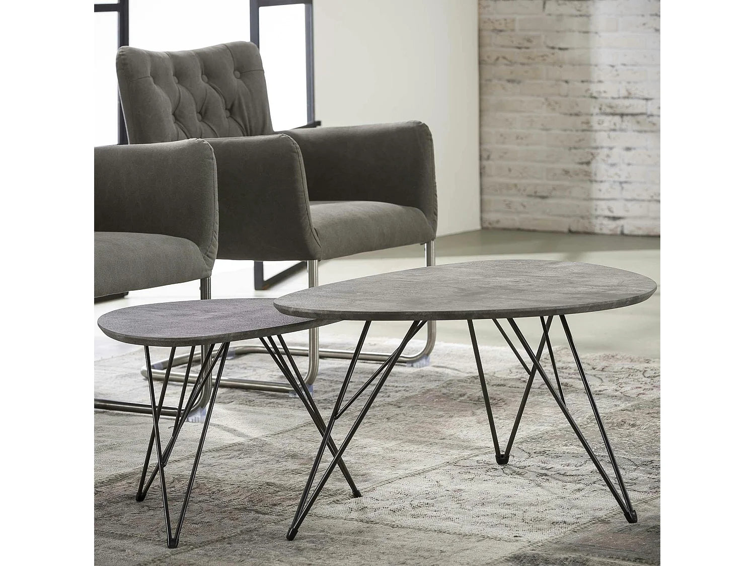 Bout de canapé rectangulaire effet béton gris – BRUTO
