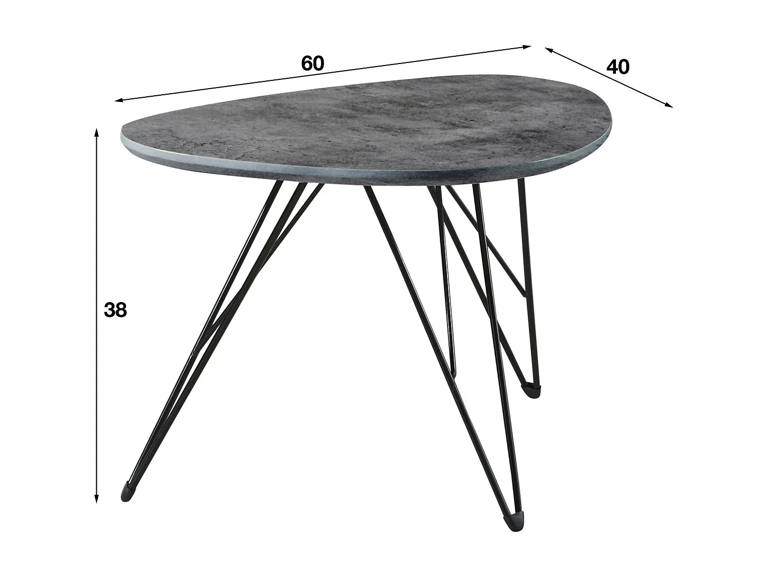 Bout de canapé rectangulaire effet béton gris – BRUTO