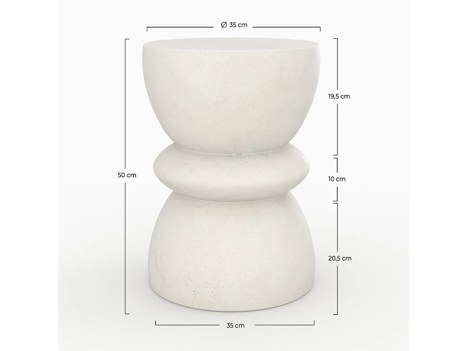 Bout de canapé rond effet béton blanc – MINEO