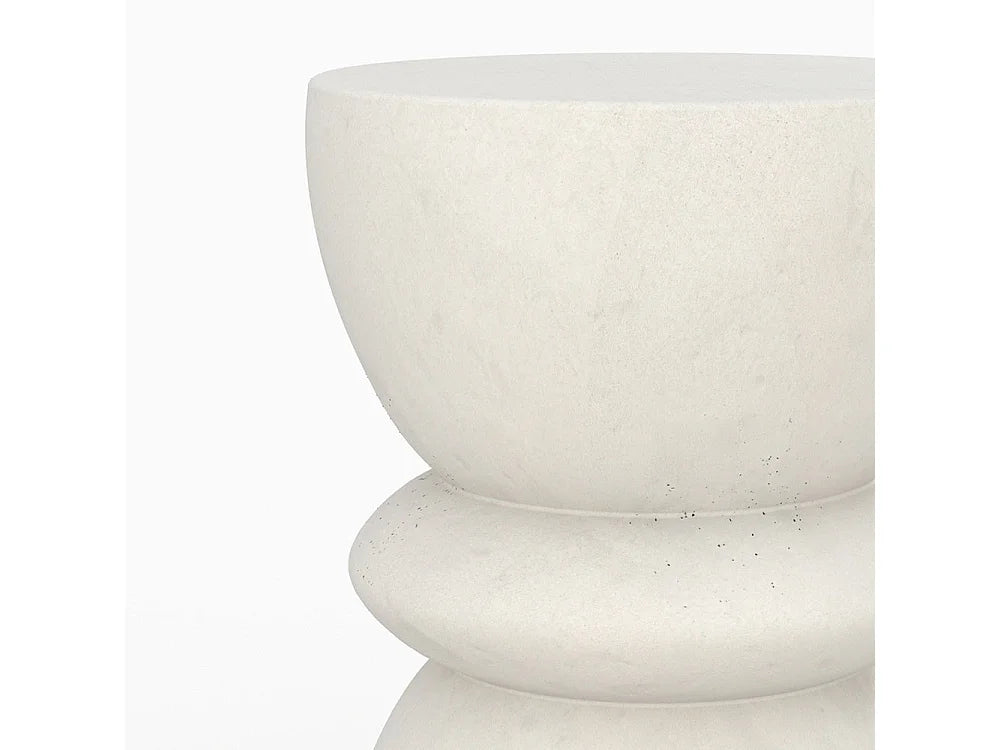Bout de canapé rond effet béton blanc – MINEO