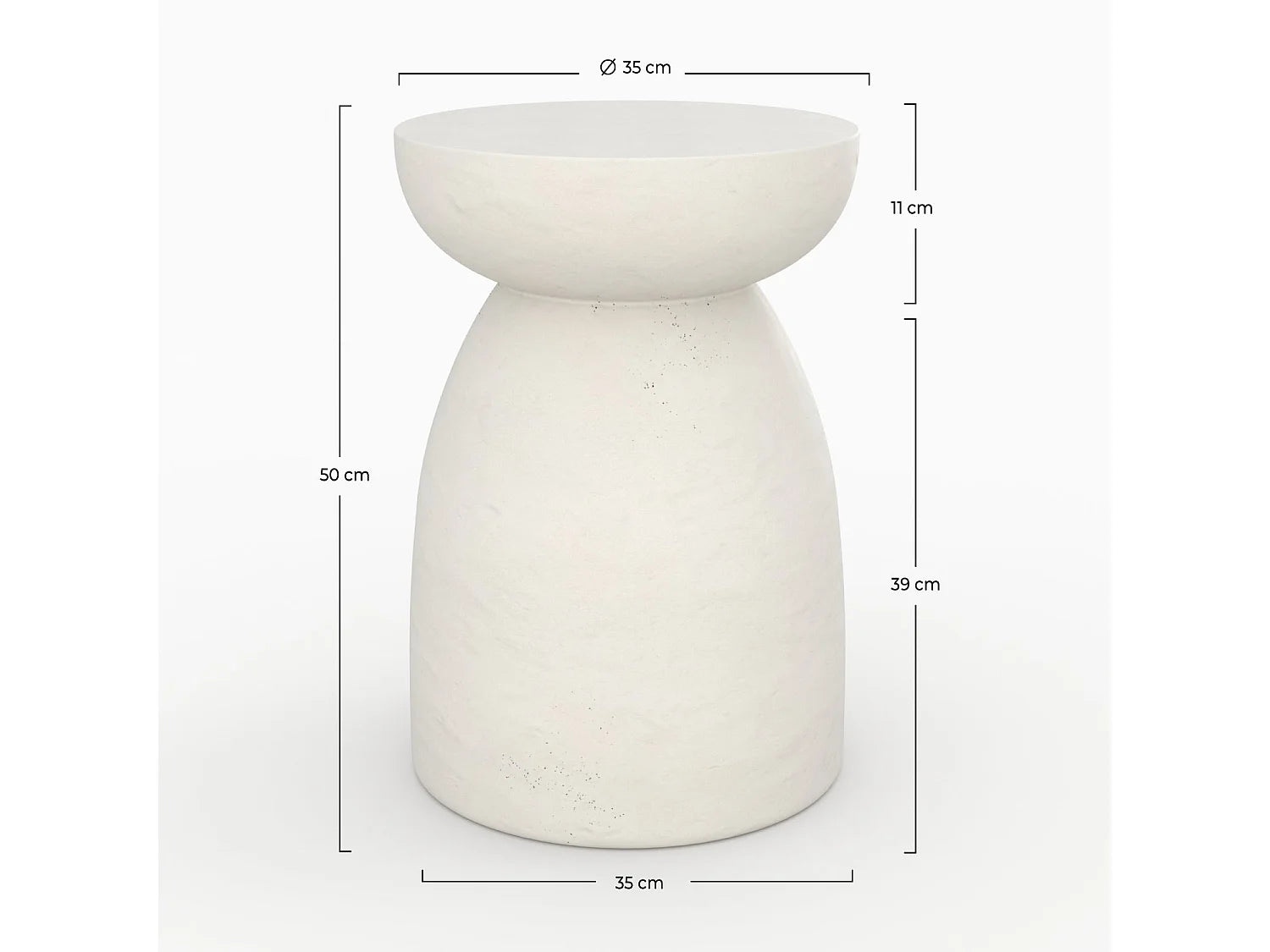 Bout de canapé rond effet béton blanc – CALCAIRE