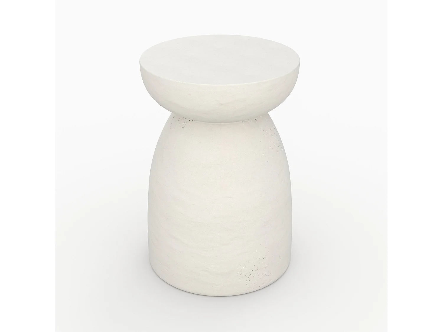 Bout de canapé rond effet béton blanc – CALCAIRE