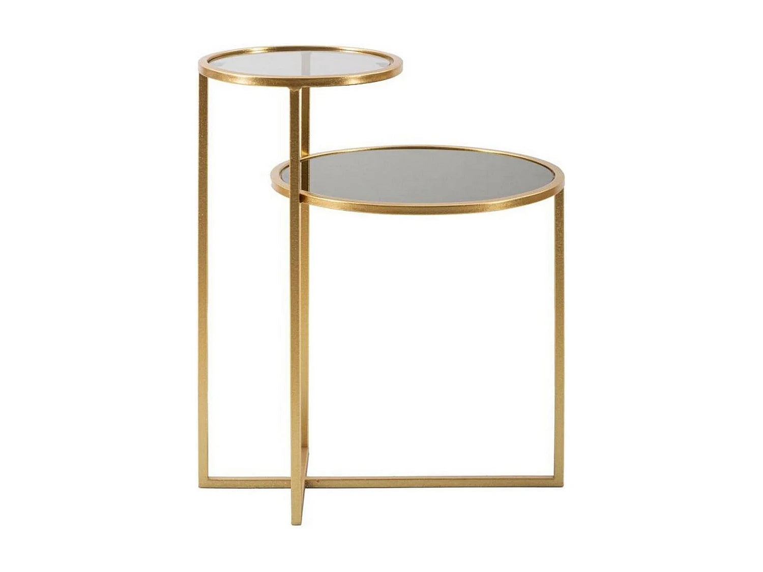 Bout de canapé verre et métal doré porte-revues – SOLENE