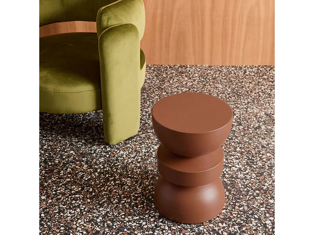 Bout de canapé rond métal terracotta – ARGILIA