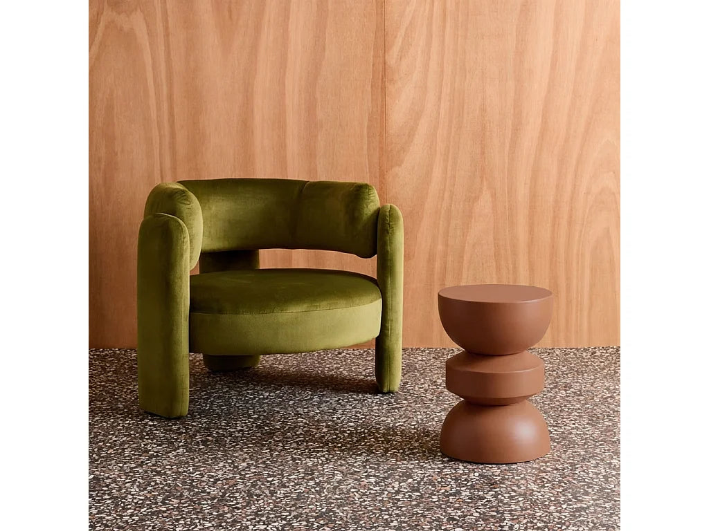 Bout de canapé rond métal terracotta – ARGILIA