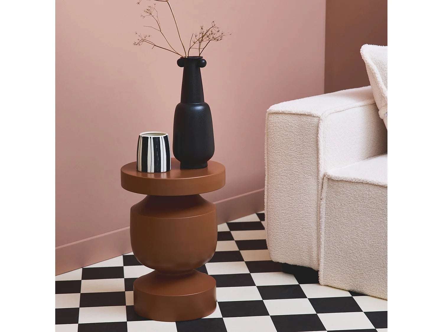 Bout de canapé en métal terracotta original – ALMERA