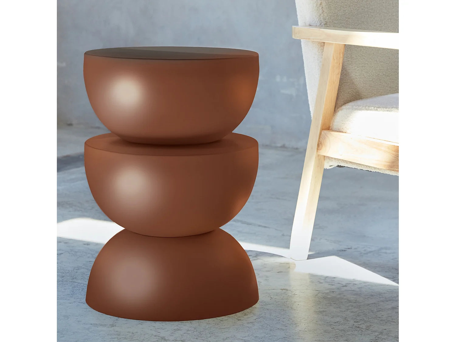 Bout de canapé géométrique métal terracotta – SIENNA