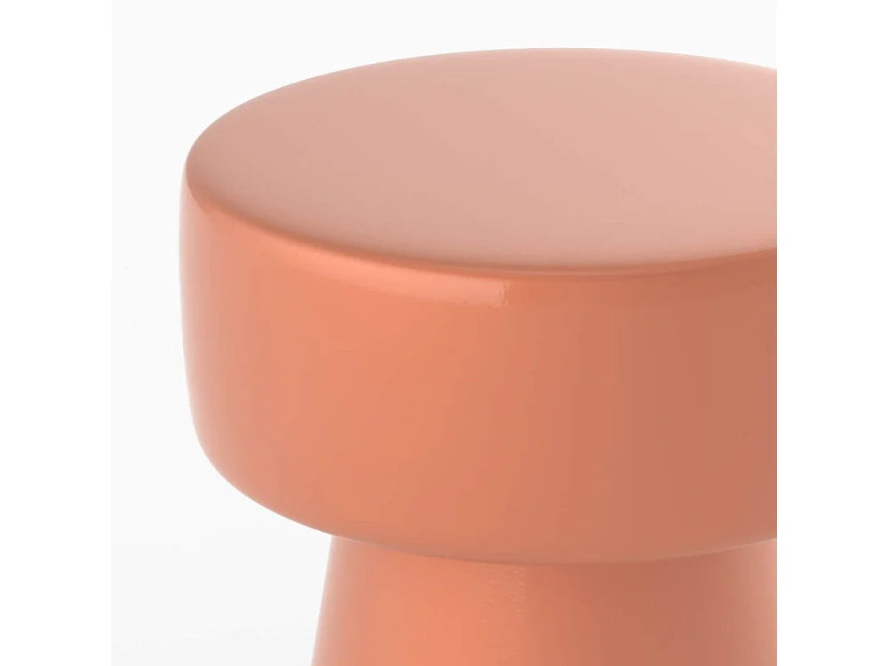 Bout de canapé rond en métal orange, look rétro – SOLEA
