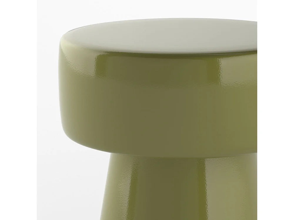 Bout de canapé rond métal vert kaki – OLIVANTE