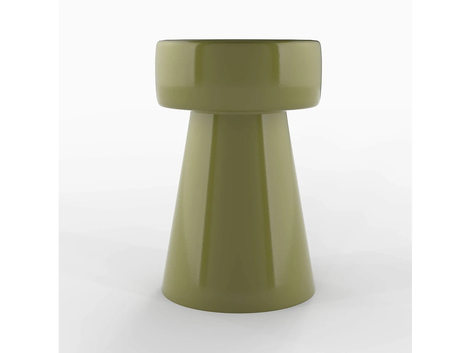 Bout de canapé rond métal vert kaki – OLIVANTE