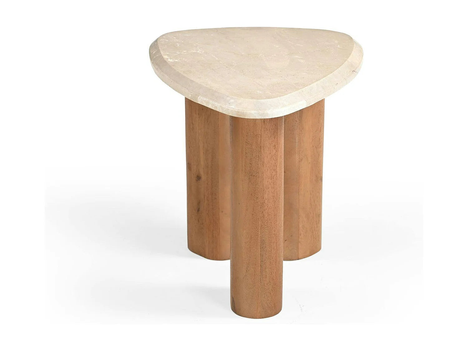 Bout de canapé organique travertin et bois beige – VERONA