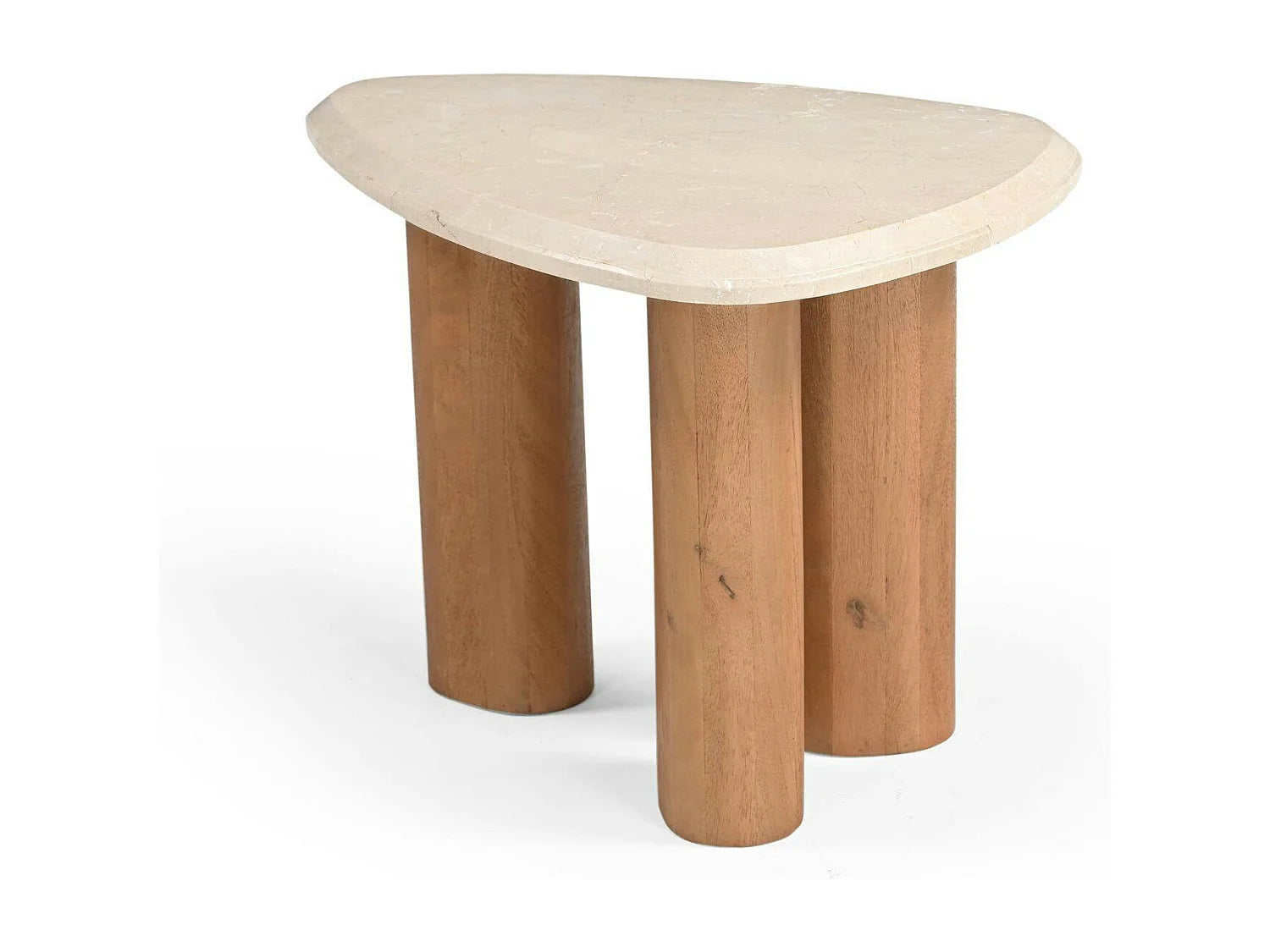 Bout de canapé organique travertin et bois beige – VERONA