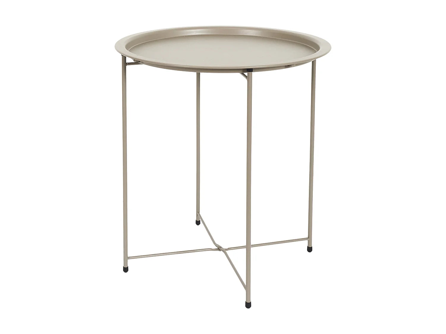 Bout de canapé rond beige en métal – SIENNA