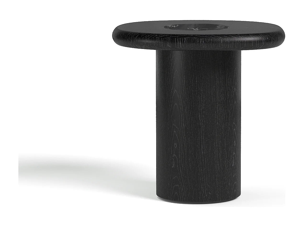 Bout de canapé bois et marbre noir – ONYX
