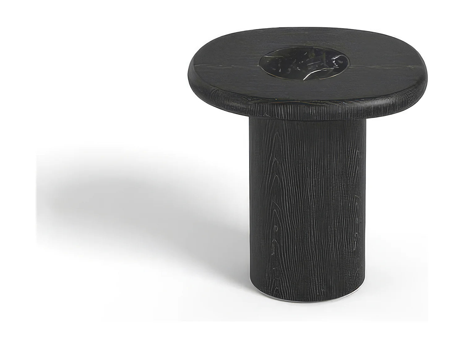Bout de canapé bois et marbre noir – ONYX