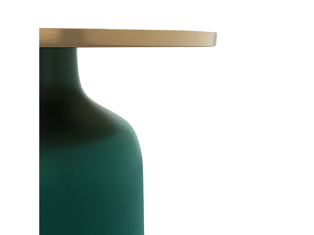 Bout de canapé rond en métal bleu et laiton – AZURA