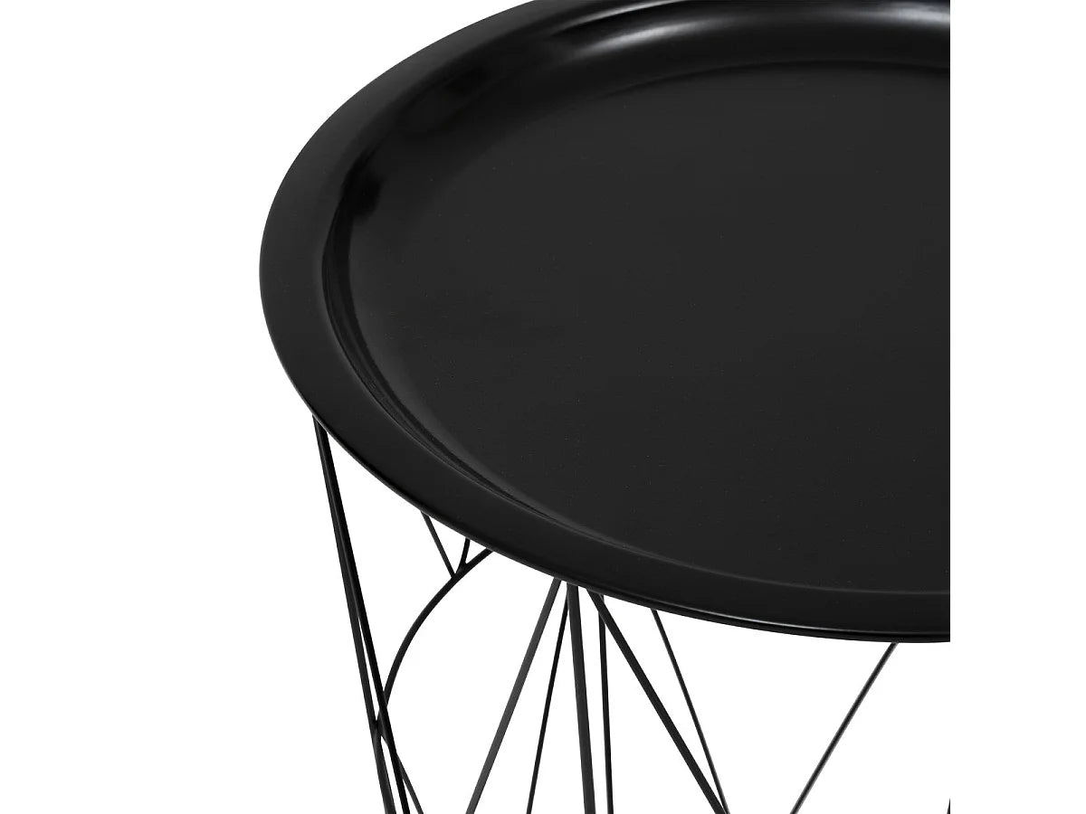 Bout de canapé rond en métal noir avec coffre – NOXA
