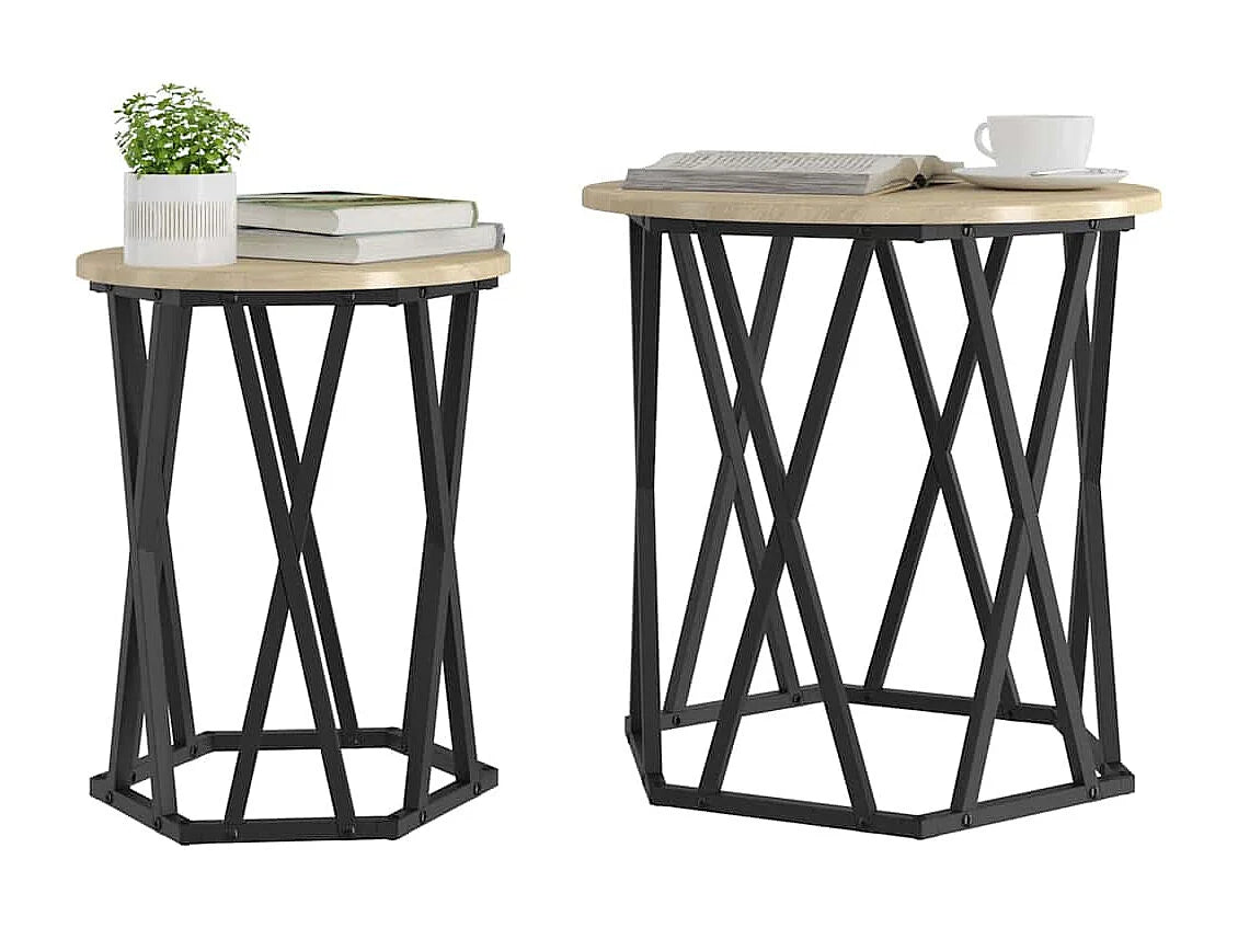 Bout de canapé rond chêne sonoma moderne – MIVRAN