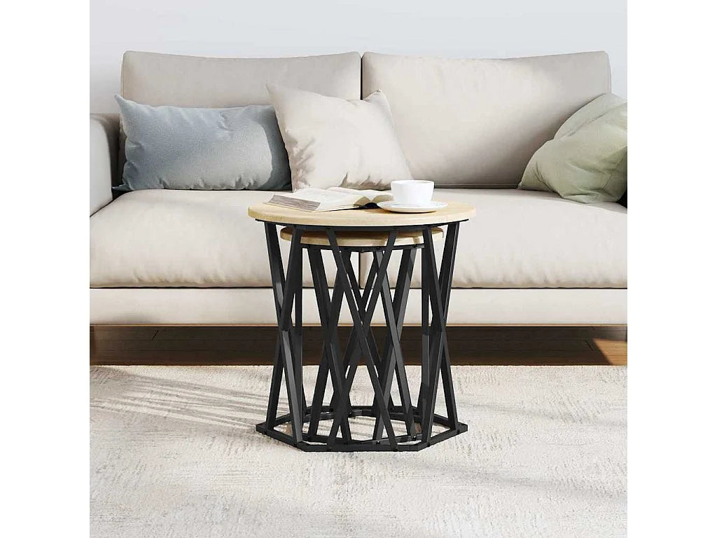 Bout de canapé rond chêne sonoma moderne – MIVRAN