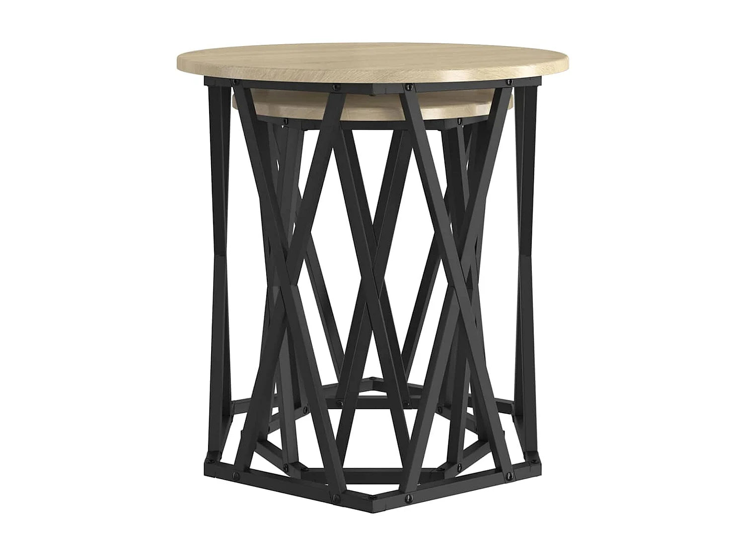 Bout de canapé rond chêne sonoma moderne – MIVRAN