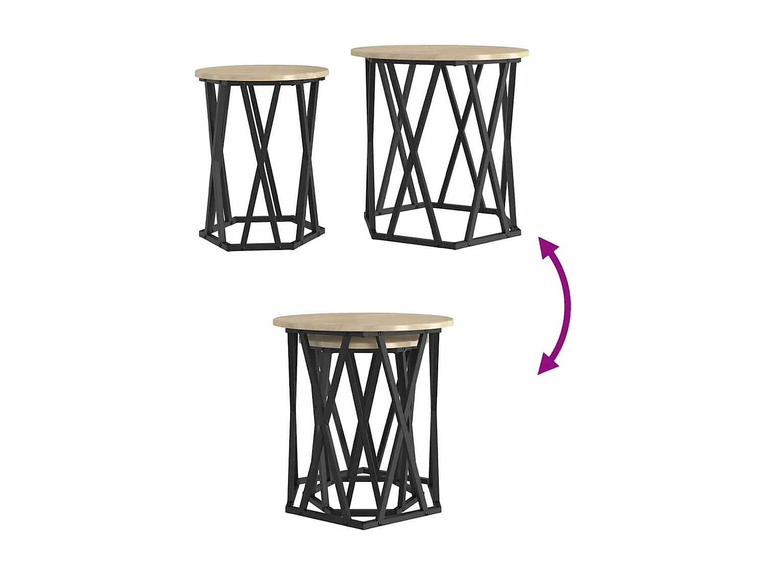Bout de canapé rond chêne sonoma moderne – MIVRAN