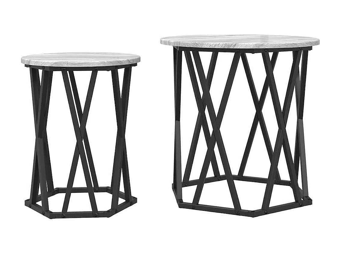 Bout de canapé rond bois gris sonoma moderne – SILVRAN