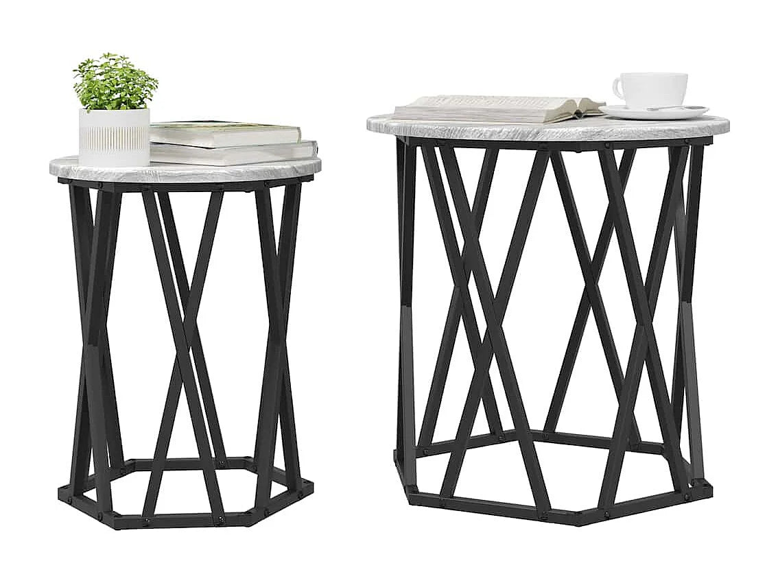 Bout de canapé rond bois gris sonoma moderne – SILVRAN