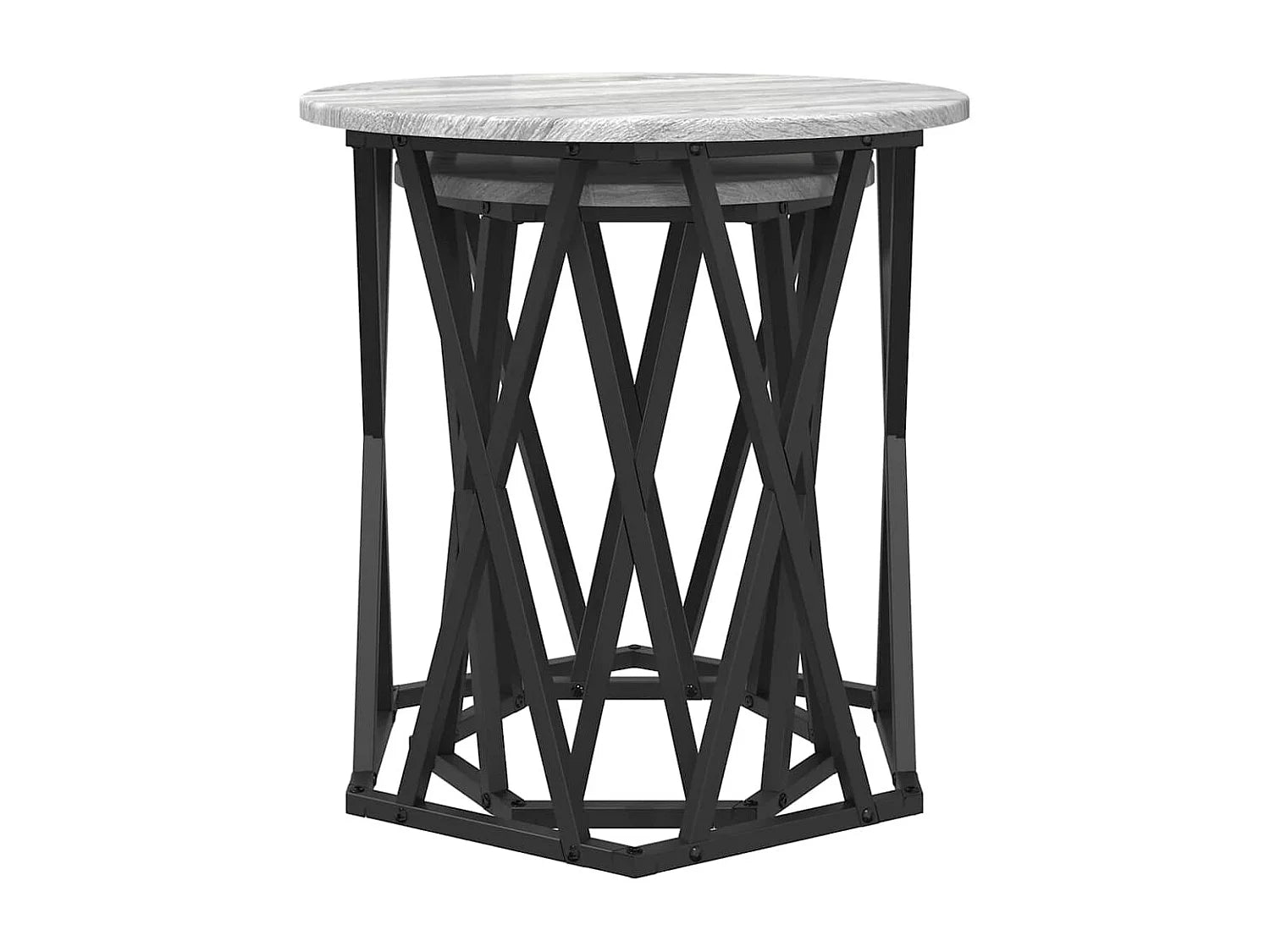 Bout de canapé rond bois gris sonoma moderne – SILVRAN