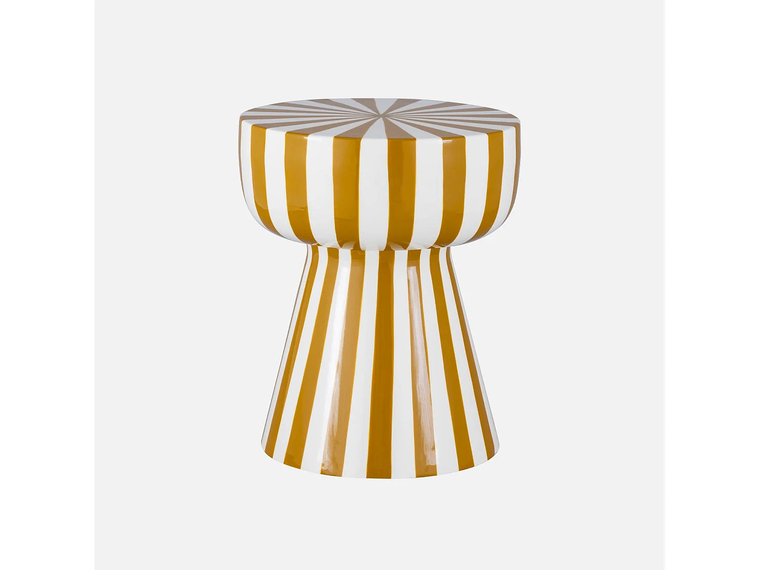 Bout de canapé rond en acier rayé ocre et blanc – ZORKA