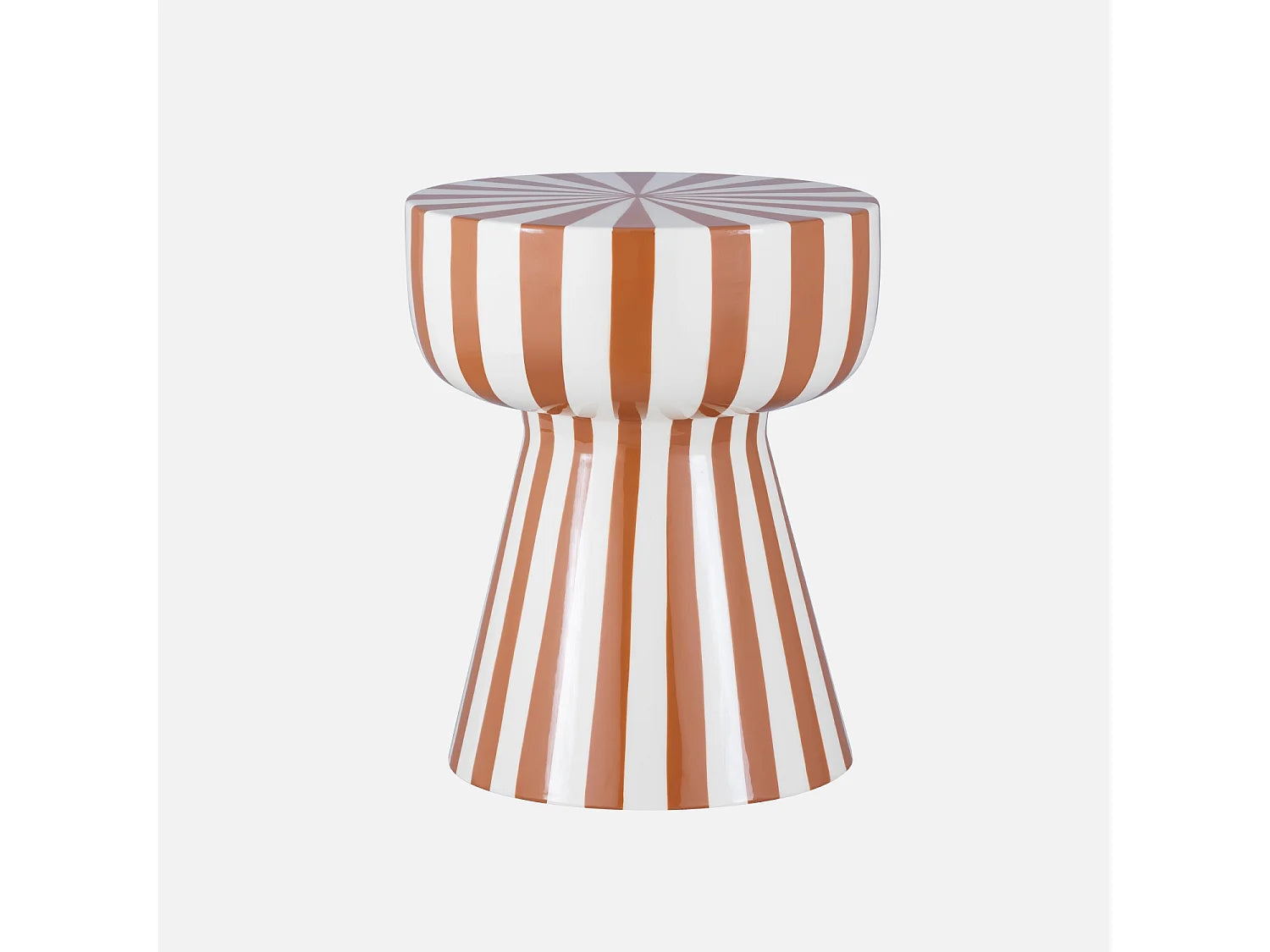 Bout de canapé rond acier rayé terracotta – ZIGGY