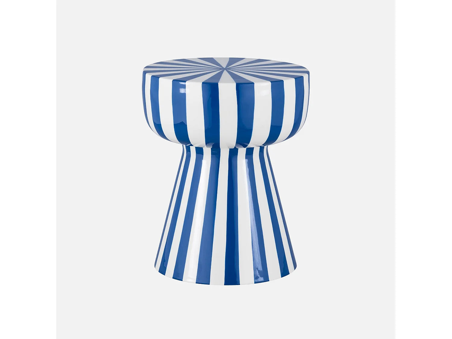Bout de canapé rond en acier rayé bleu et blanc – ZIGGY