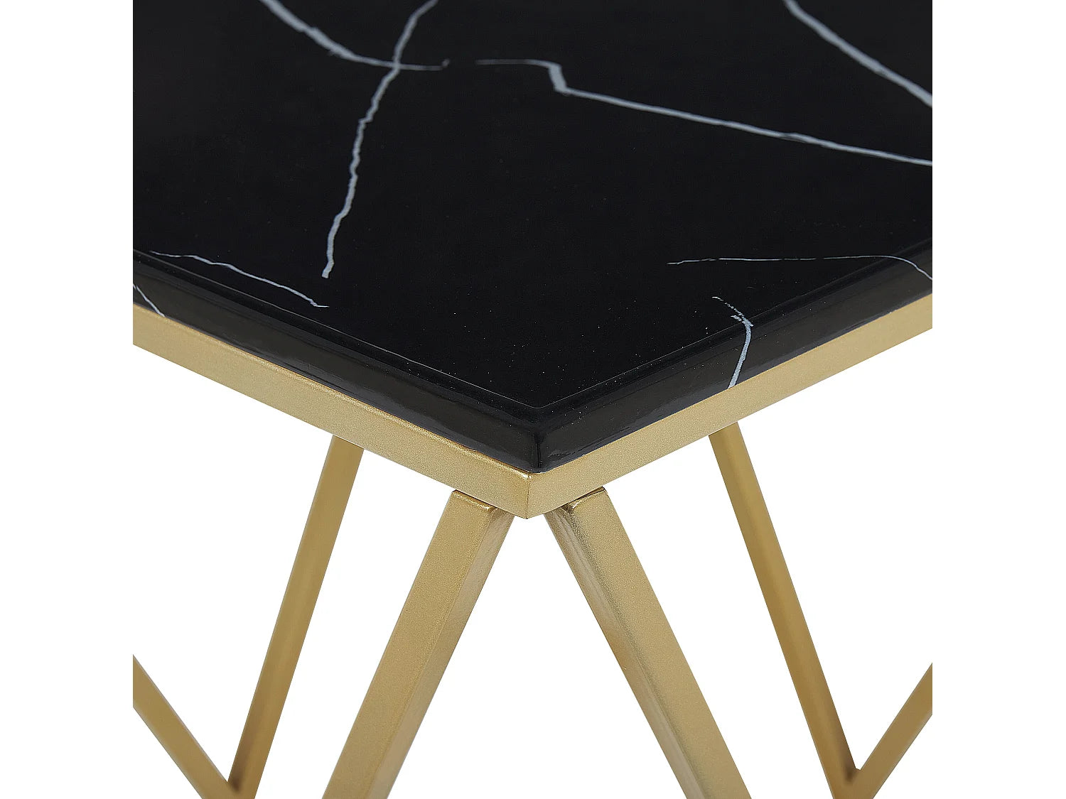 Bout de canapé carré effet marbre noir et doré – MARQO