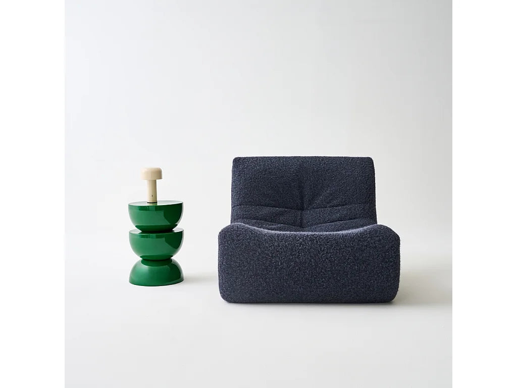 Bout de canapé rond en métal vert glossy – COUMBA