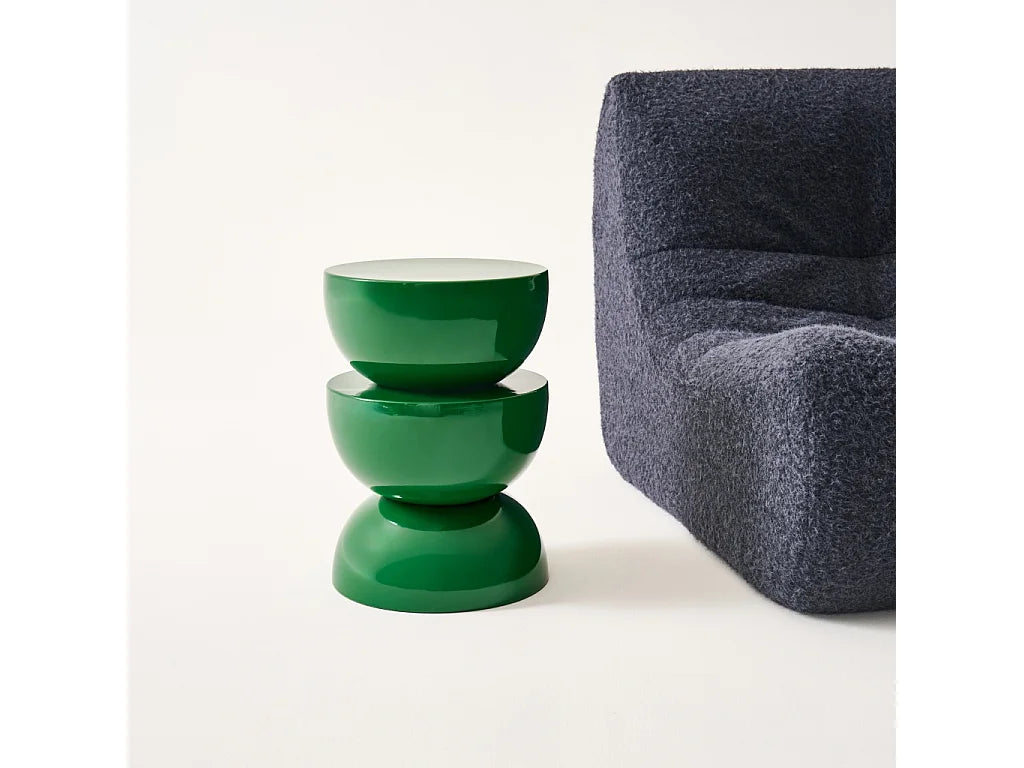 Bout de canapé rond en métal vert glossy – COUMBA