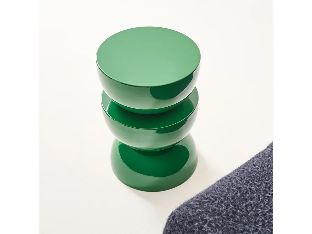 Bout de canapé rond en métal vert glossy – COUMBA