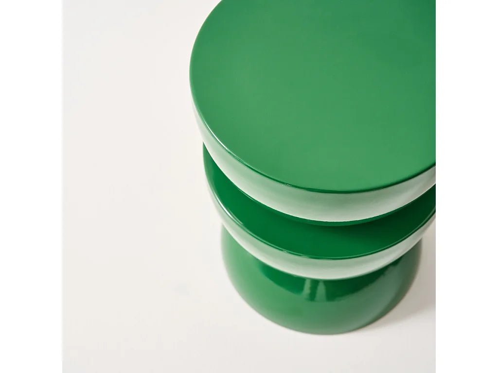 Bout de canapé rond en métal vert glossy – COUMBA