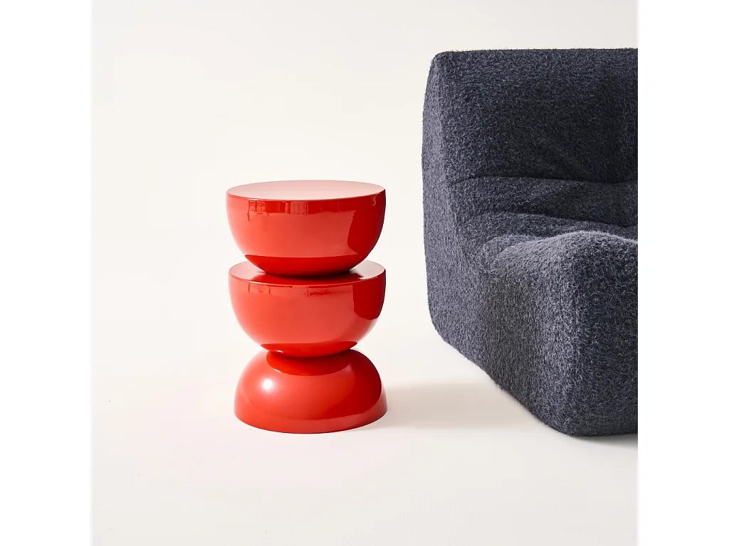 Bout de canapé rond en métal orange brillant – COUMBI