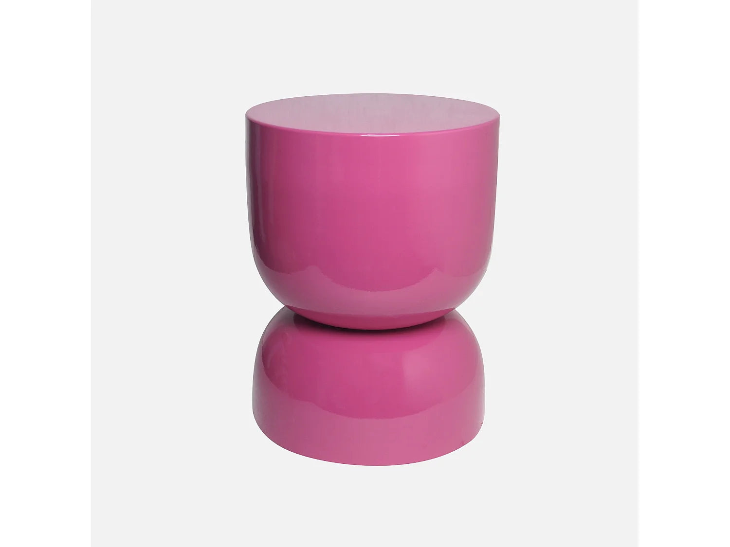 Bout de canapé en métal effet glossy rose – MALVA
