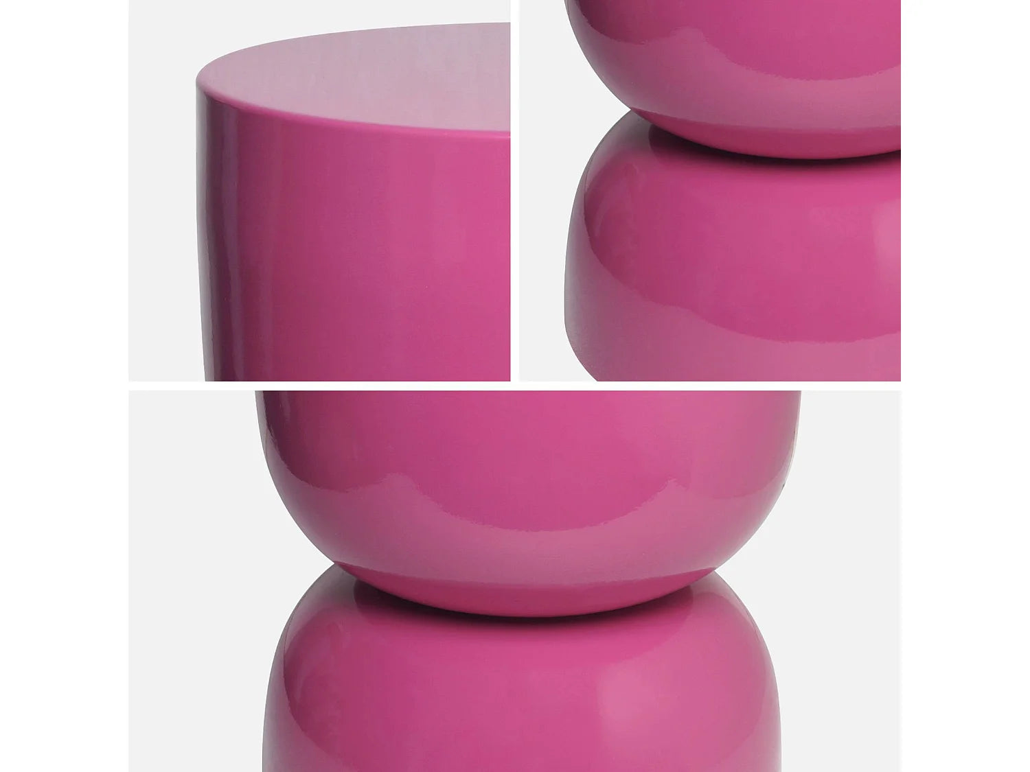Bout de canapé en métal effet glossy rose – MALVA