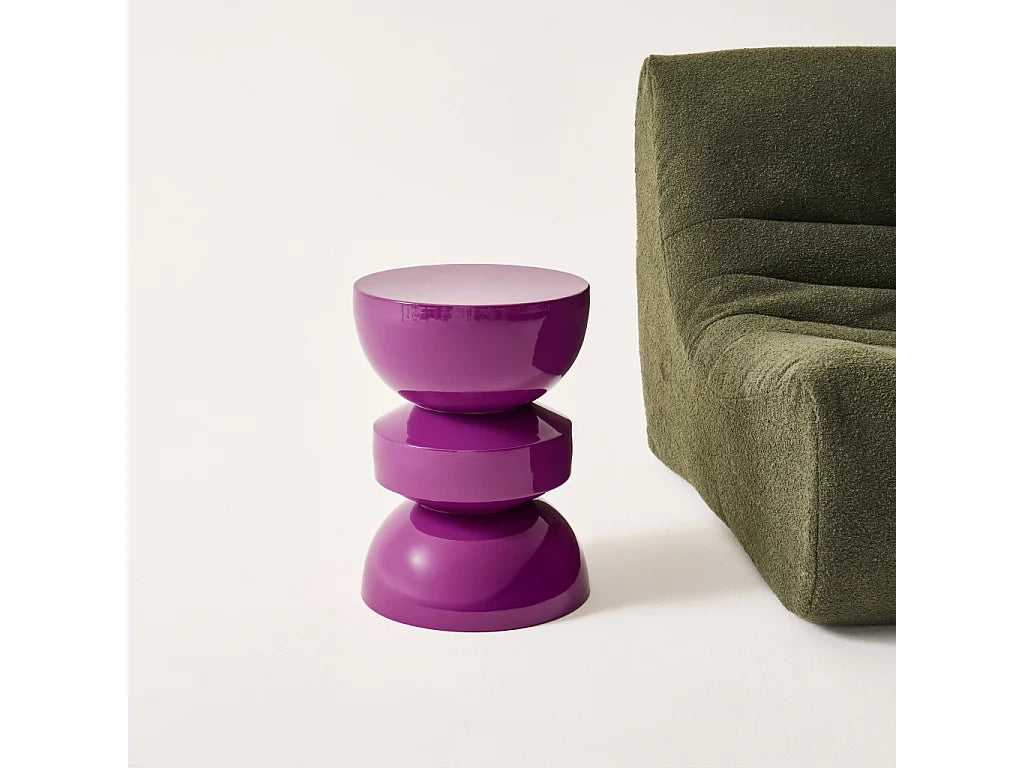 Bout de canapé rond en métal violet effet glossy – ASTRAL