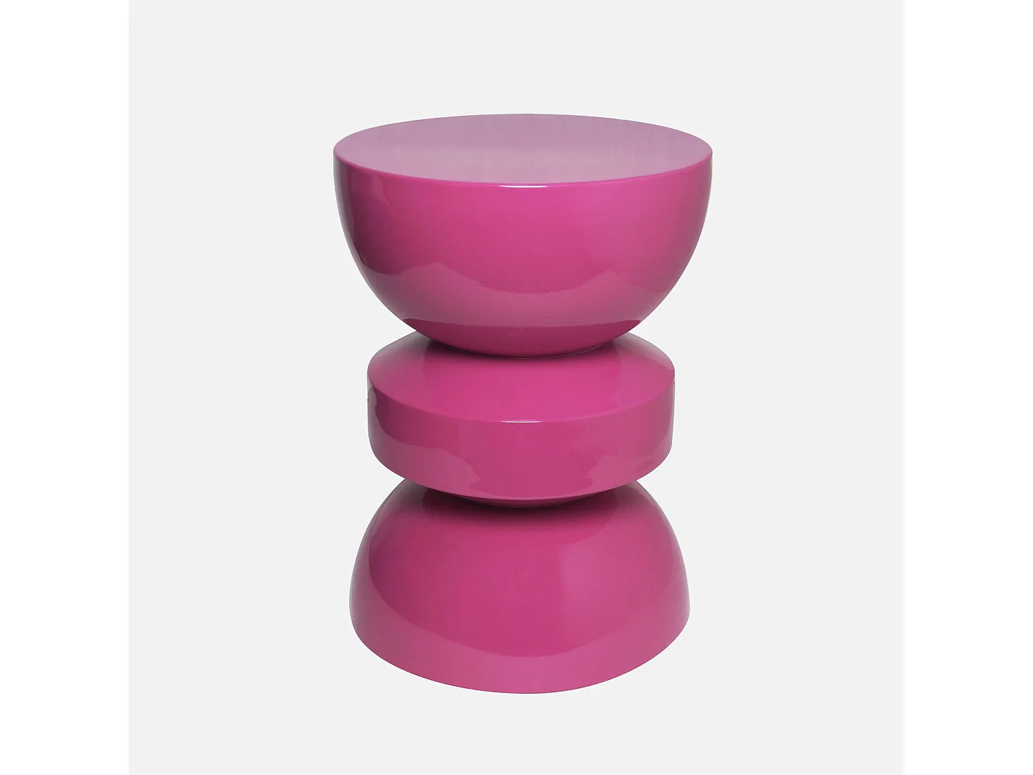 Bout de canapé rond en métal rose effet glossy – DRAGEE