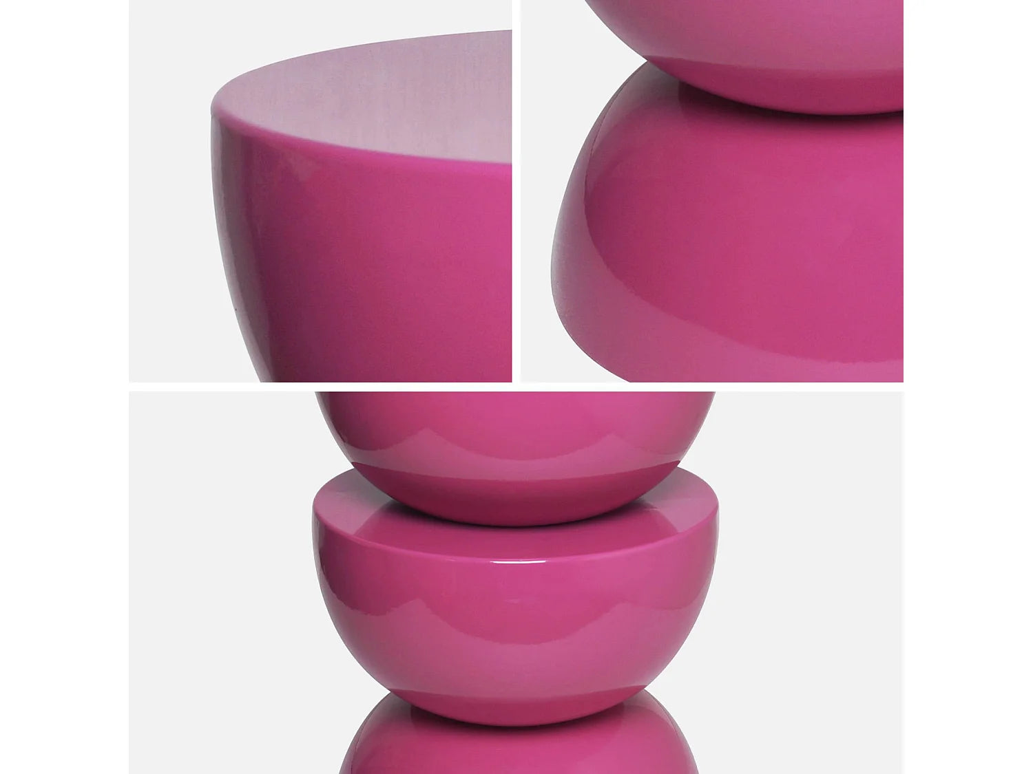 Bout de canapé rond en métal rose glossy – BONBON