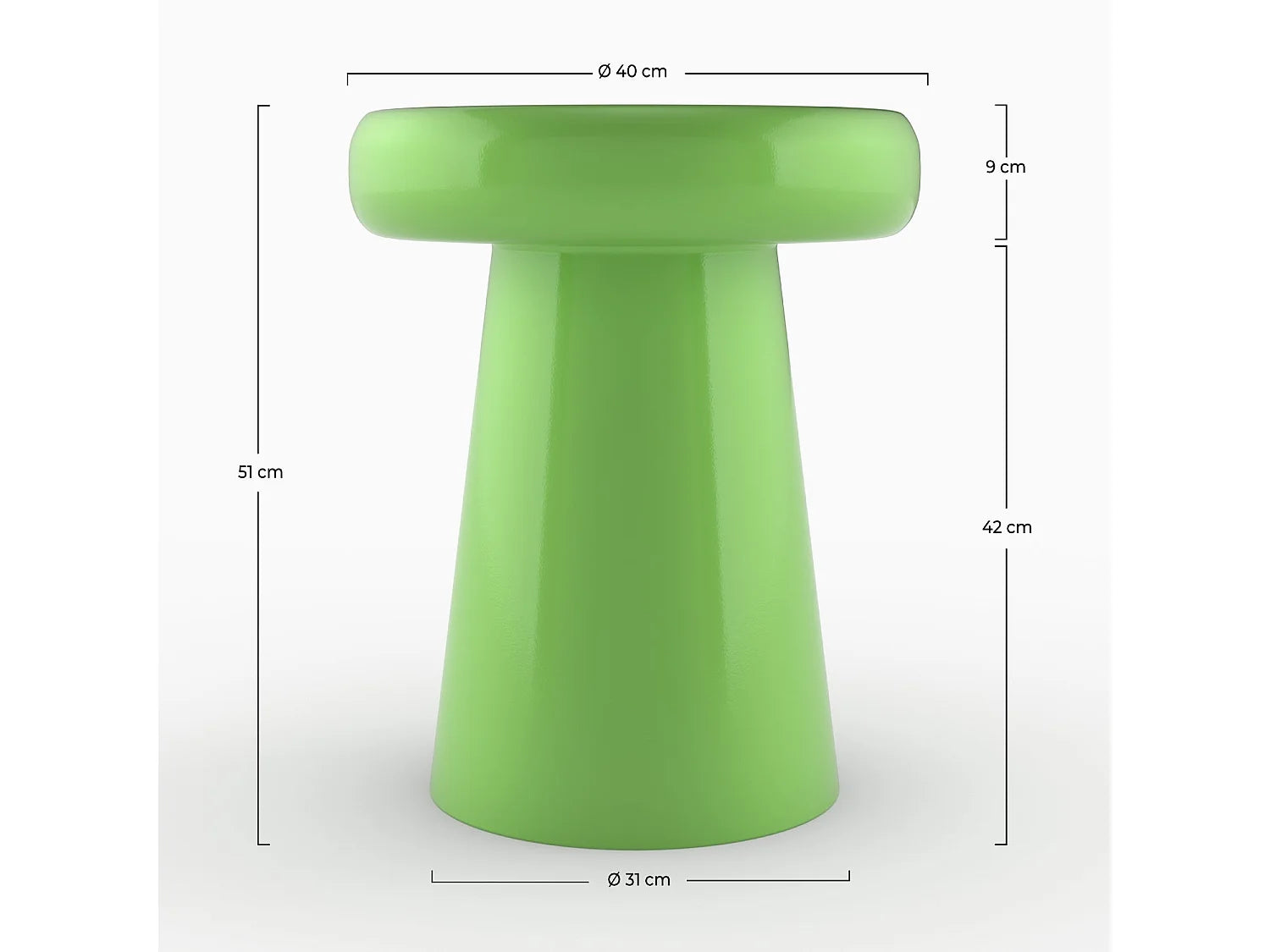 Bout de canapé rond en métal vert pomme – POMME