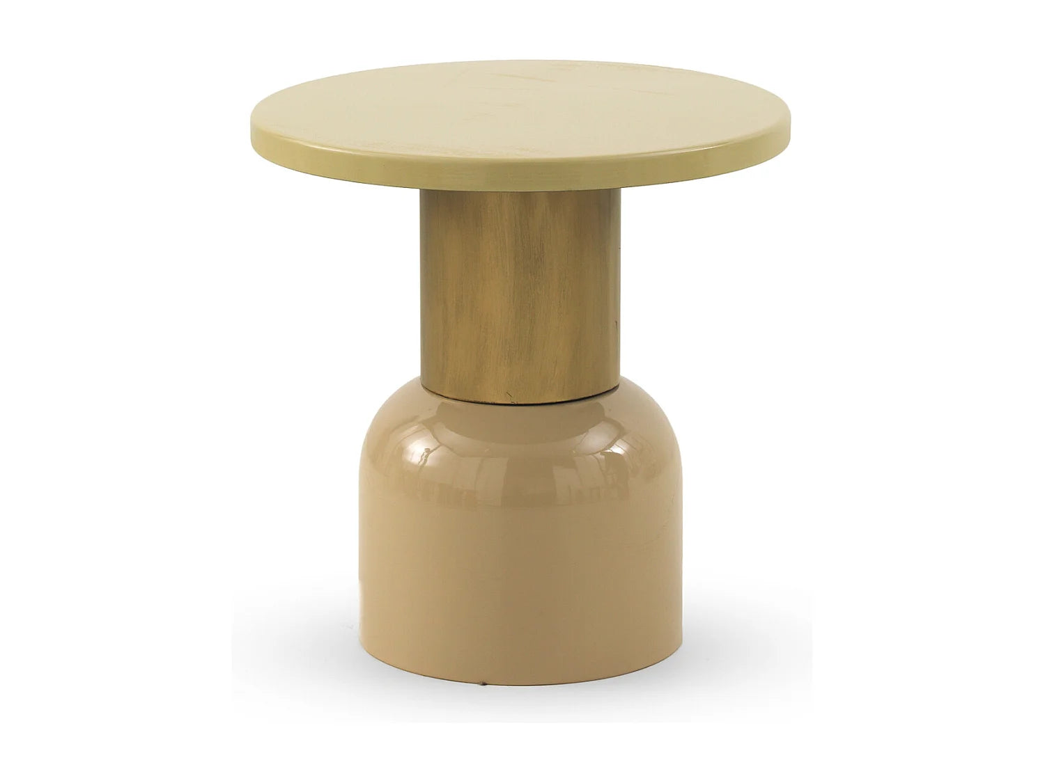 Bout de canapé rond en métal beige brillant – LUNÉE