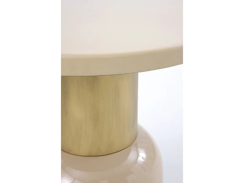 Bout de canapé rond en métal beige brillant – LUNÉE