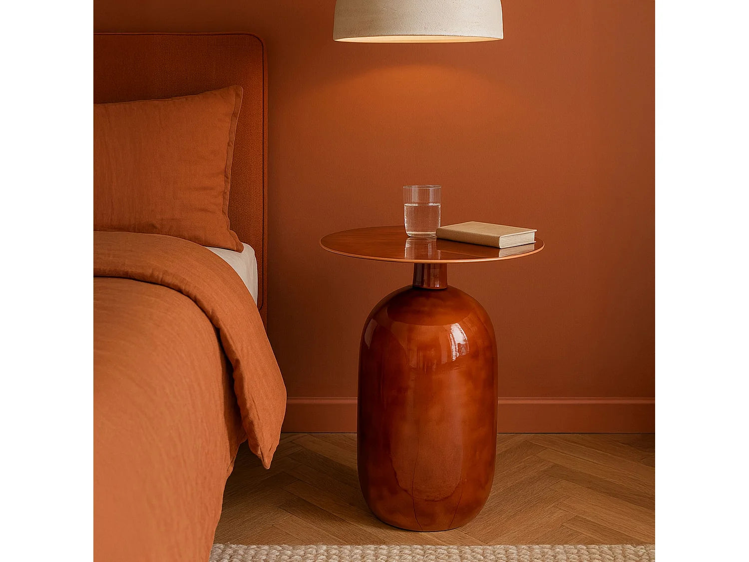 Bout de canapé en métal émaillé terracotta – BODO
